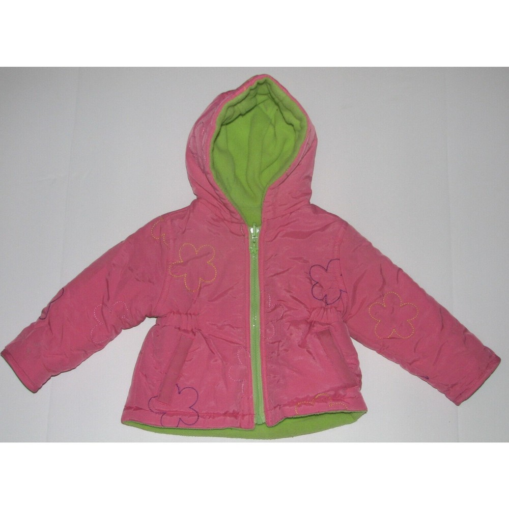 Specialty Baby Pink Hooded Winter Coat Jacket With Embroidered Flowers Size 12 M